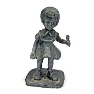 Vintage Pewter Figurine Girl with Backpack 3" Beautiful Figurine Miniature